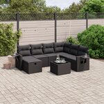 vidaXL Salon de jardin 8 Pièces avec coussins noir résine tressée