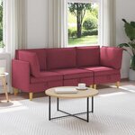 vidaXL Canapé modulaire avec rangement 3 Pièces Bordeaux Tissu