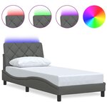 vidaXL Cadre de lit avec LED sans matelas gris foncé 90x200 cm tissu