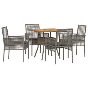vidaXL Ensemble de salle à manger pour jardin 5 Pièces Gris Poly rotin