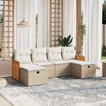 vidaXL Salon de jardin avec coussins 6 Pièces beige résine tressée