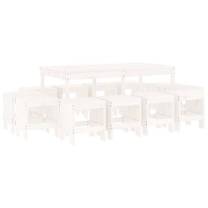 vidaXL Ensemble à manger de jardin 13 Pièces blanc bois de pin massif