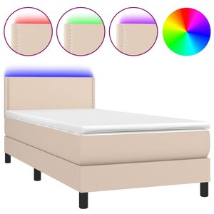 vidaXL Sommier à lattes de lit avec matelas et LED Cappuccino 80x200cm