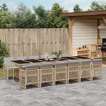vidaXL Ensemble à manger de jardin et coussins 13 Pièces beige
