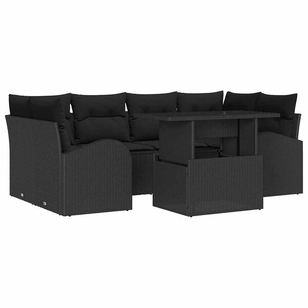 vidaXL Ensemble de canapé de jardin 7 Pièces Noir 100 x 55 x 73 cm