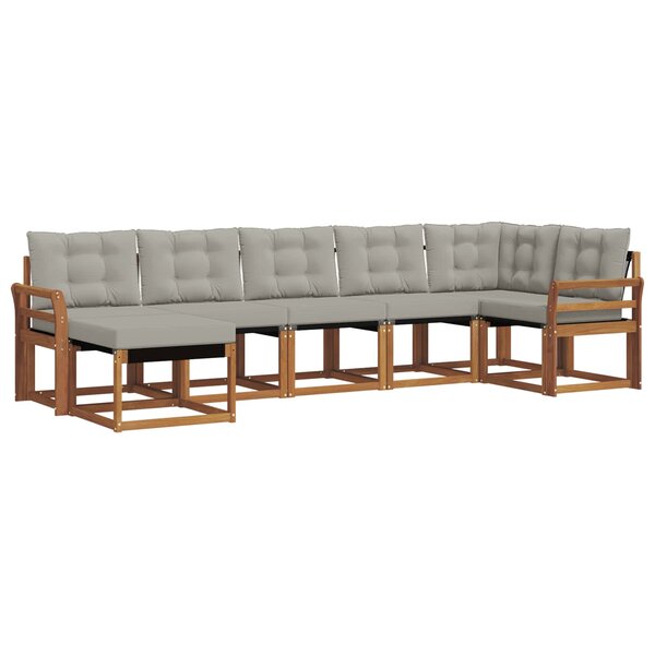 vidaXL Ensemble de canapés d'extérieur 7 pc Gris Naturel et Clair