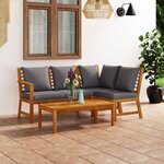 vidaXL Salon de jardin 4 Pièces avec coussin Bois d'acacia solide