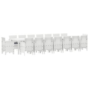 Ensemble de salle à manger jardin 17 pièces avec coussins en rotin blanc