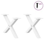 vidaXL Pieds de table basse en forme de X  2 pièces  blanc  60 x (30-31) cm  acier