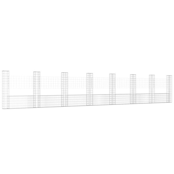 vidaXL Panier de gabion en forme de U avec 8 poteaux Fer 860x20x150 cm