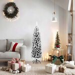 vidaXL Sapin de Noël artificiel mince flocon de neige vert 150 cm PVC