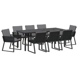 vidaXL Ensemble de repas de jardin 9 pièces avec coussins Noir Rattan Poly