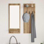 vidaXL Porte-manteau mural avec miroir Chêne artisanal 70 x 10 x 90 cm