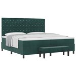 vidaXL Lit à ressorts avec tête de lit Vert foncé 200 x 200 cm Velours