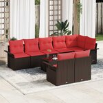 vidaXL Ensemble de canapé de jardin 9 Pièces Marron Poly rotin