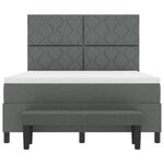 vidaXL Lit à ressorts avec Matelas & Banc Gris Foncé 160x200 cm Tissu