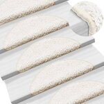 vidaXL Tapis d'escalier 15 pièces 56 x 17 x 3 cm Blanc Demi-rond