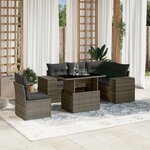 vidaXL Salon de jardin 6 Pièces avec coussins gris résine tressée