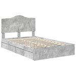 vidaXL Cadre de lit Gris béton 135 x 190 cm Bois d'ingénierie