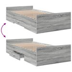 vidaXL Cadre de lit et tiroirs sonoma gris 100x200cm bois d'ingénierie