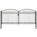 vidaXL Portillon double porte avec dessus arqué Acier 400x200 cm Noir