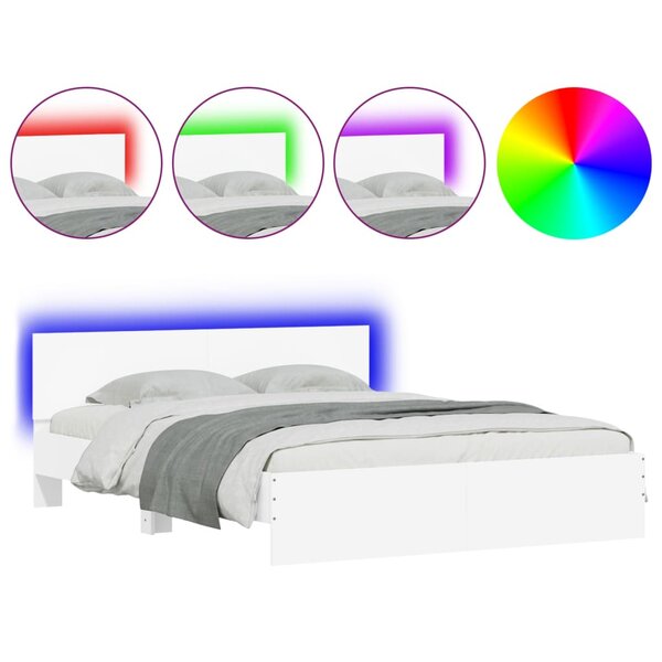 vidaXL Cadre de lit avec LED sans matelas blanc 150x200 cm