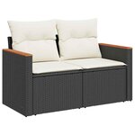 vidaXL Ensemble de canapé de jardin avec coussin 9 Pièces Noir Poly rotin