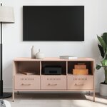 vidaXL Meuble TV rose 100 5x39x50 5 cm acier