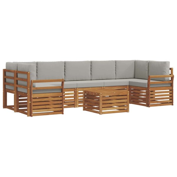 vidaXL Ensemble de canapés d'extérieur 8 pc Gris Naturel et Clair