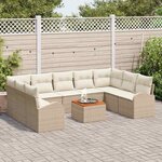 vidaXL Ensemble de canapé de jardin 10 Pièces Beige Poly rotin