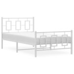 vidaXL Cadre de lit métal avec tête de lit/pied de lit blanc 100x190cm