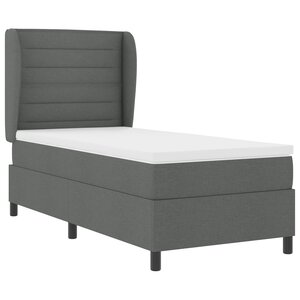 Lit box spring vidaXL avec matelas en gris foncé  90x190 cm  tissu