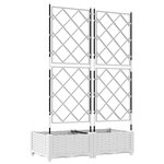 vidaXL Bac à fleurs avec Treillis Blanc 80 x 40 x 125.5 cm PP