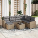 vidaXL Salon de jardin avec coussins 8 Pièces beige résine tressée