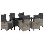 vidaXL Ensemble de salle à manger de jardin 7 pièces en rattan poly gris