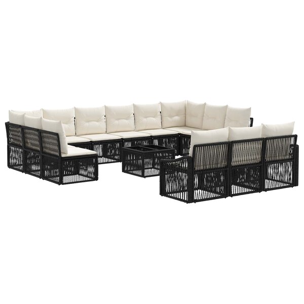 vidaXL Ensemble de canapé de jardin 14 Pièces Noir polyrotin