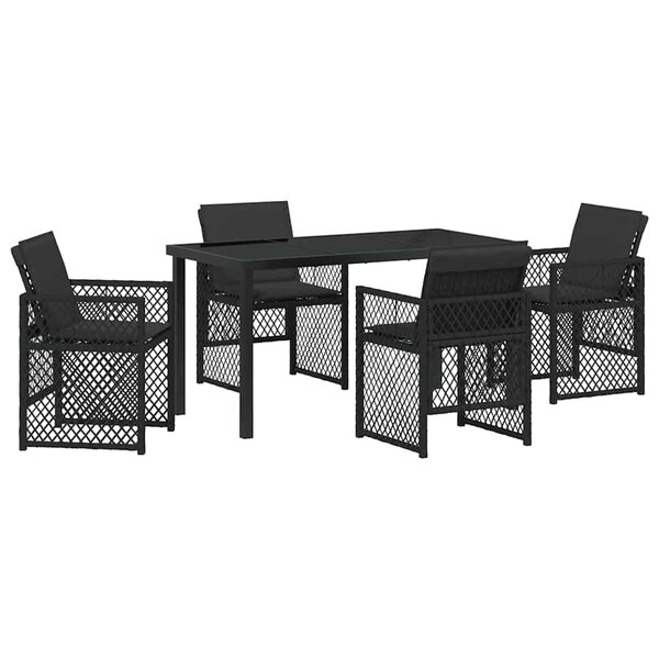 vidaXL Ensemble de salle à manger pour jardin 5 Pièces Noir polyrotin