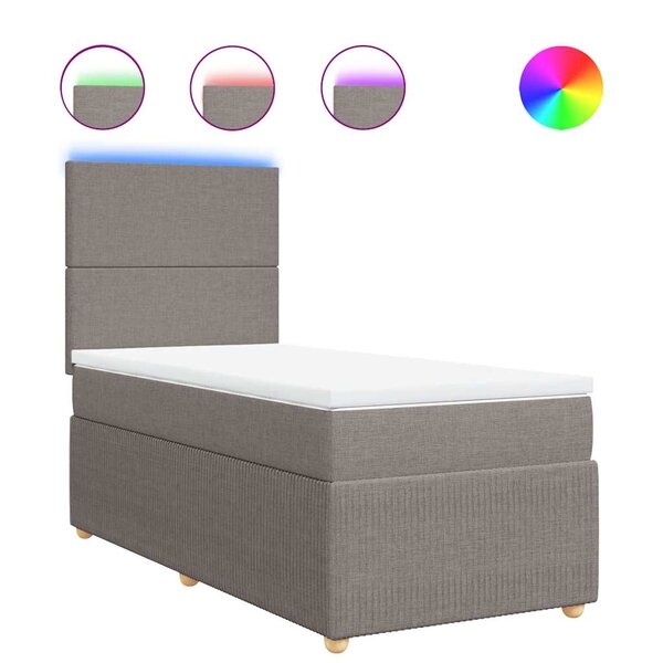 vidaXL Sommier à lattes de lit avec matelas Taupe 90x200 cm Tissu