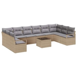 vidaXL Ensemble de canapé de jardin 11 Pièces Beige et Gris clair