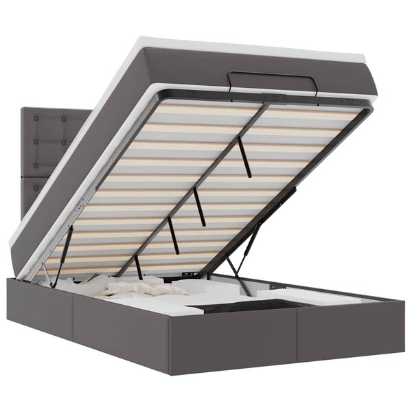 VidaXL Cadre de lit ottoman avec matelas gris 120x190 cm similicuir