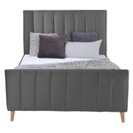 Lit Double 140x200 cm Capitonné Sommier à Lattes Gris Argenté