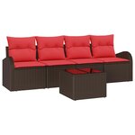 vidaXL Ensemble de canapé de jardin 5 Pièces Beige et Rouge polyrotin