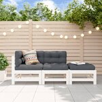 vidaXL Salon de jardin 3 Pièces avec coussins blanc bois massif