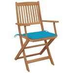 vidaXL Chaises pliables de jardin lot de 4 avec coussins Bois d'acacia