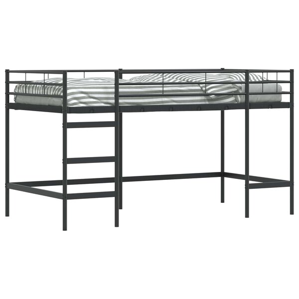 vidaXL Lit mezzanine pour enfants Uni Noir 90 x 200 cm Acier