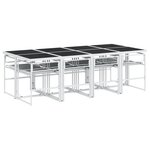 vidaXL Ensemble à manger de jardin avec coussins 9 Pièces blanc textilène