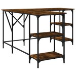 Bureau table poste de travail meuble d'ordinateur informatique étude chêne fumé 139 x 139 x 75 cm bois d'ingénierie brun 02_0023574