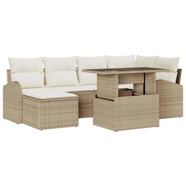 vidaXL Ensemble de canapé de jardin avec coussin 7 Pièces beige et crème