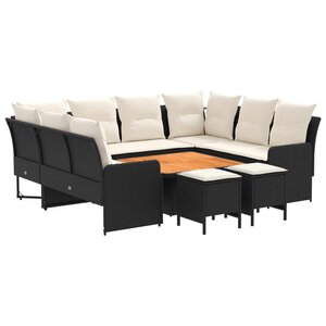 vidaXL Ensembles de meubles avec oreiller 8 Pièces Noir et Crème Rotin PE