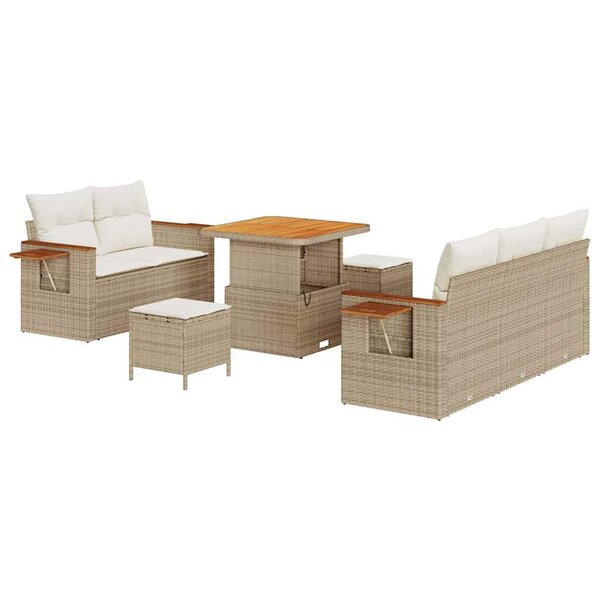 vidaXL Ensemble de canapé de jardin 8 Pièces Beige Poly rotin